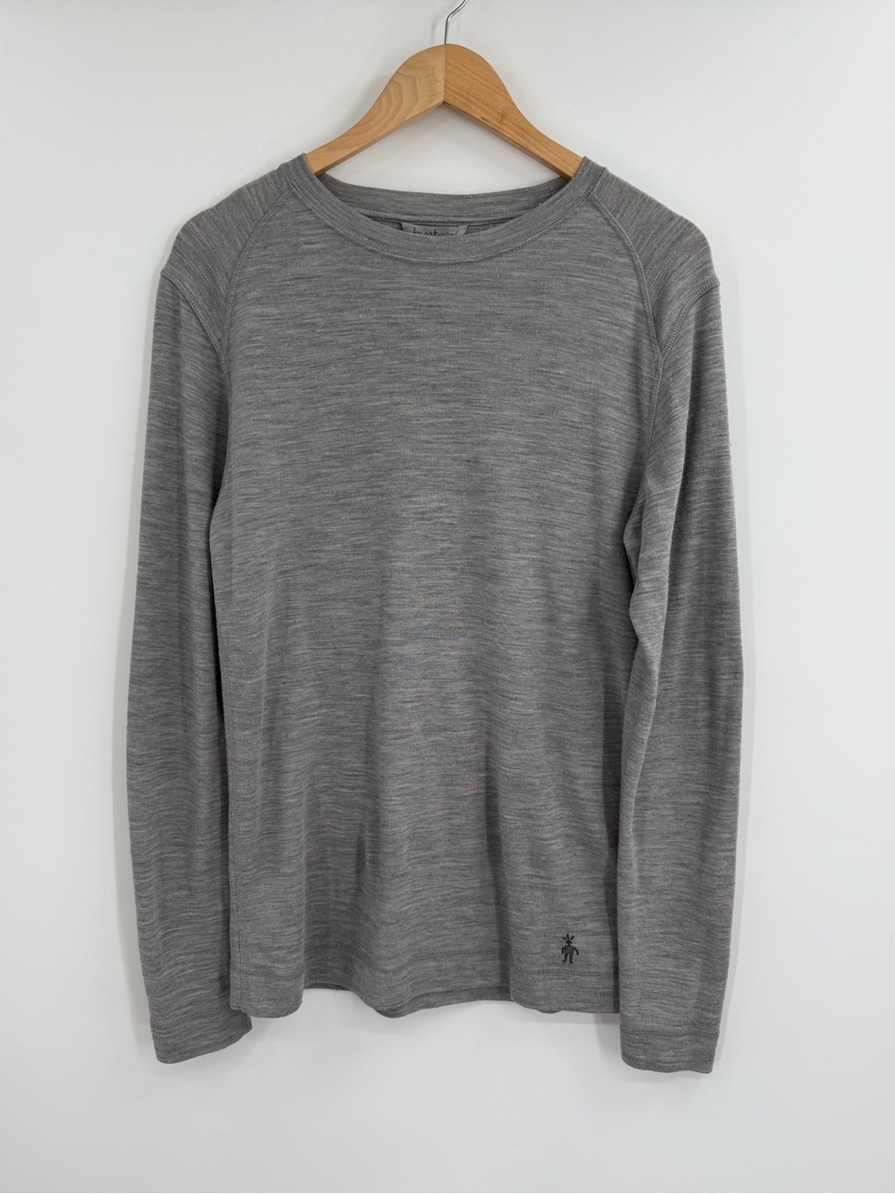 Smartwool Merino Wool Long Sleeve Crew Base Layer Top | Heather Gray | Large